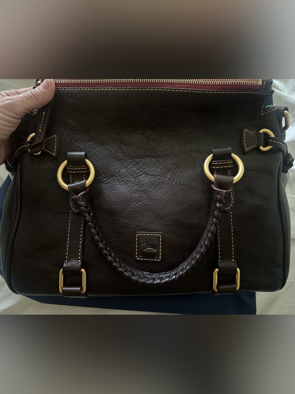 Dooney & Bourke RiRi Zip Florentine Large Satchel T Moro Brown Leather